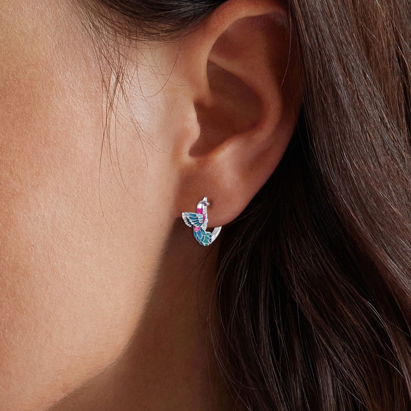 Kolczyki ze srebra - Kolorowy ptak zimorodek