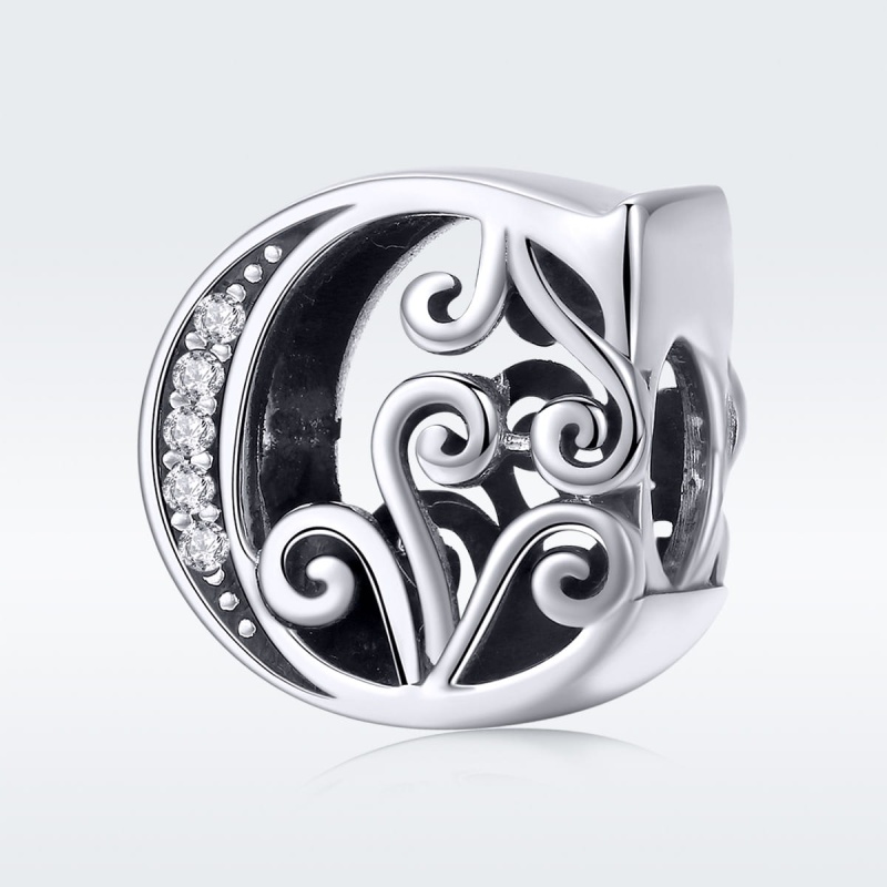 Zawieszka charms ze srebra - Litera C