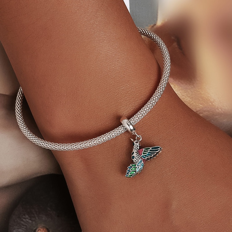 Zawieszka charms ze srebra -  Kolorowy ptak zimorodek