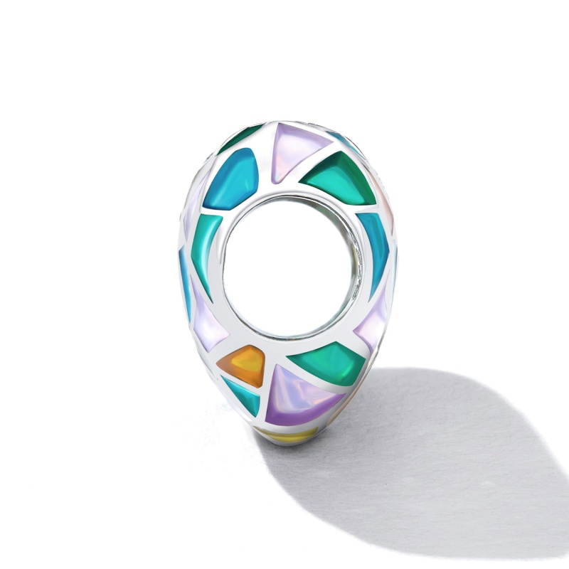 Zawieszka charms ze srebra - Kolorowe serce witraż