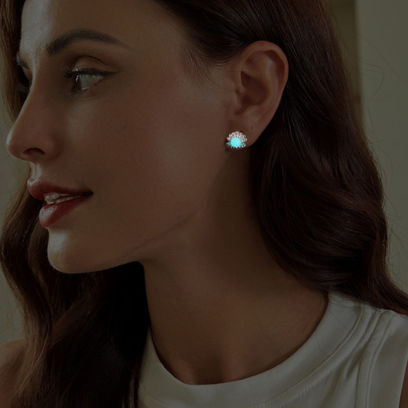 Kolczyki ze srebra świecące w ciemności - Perły w muszli