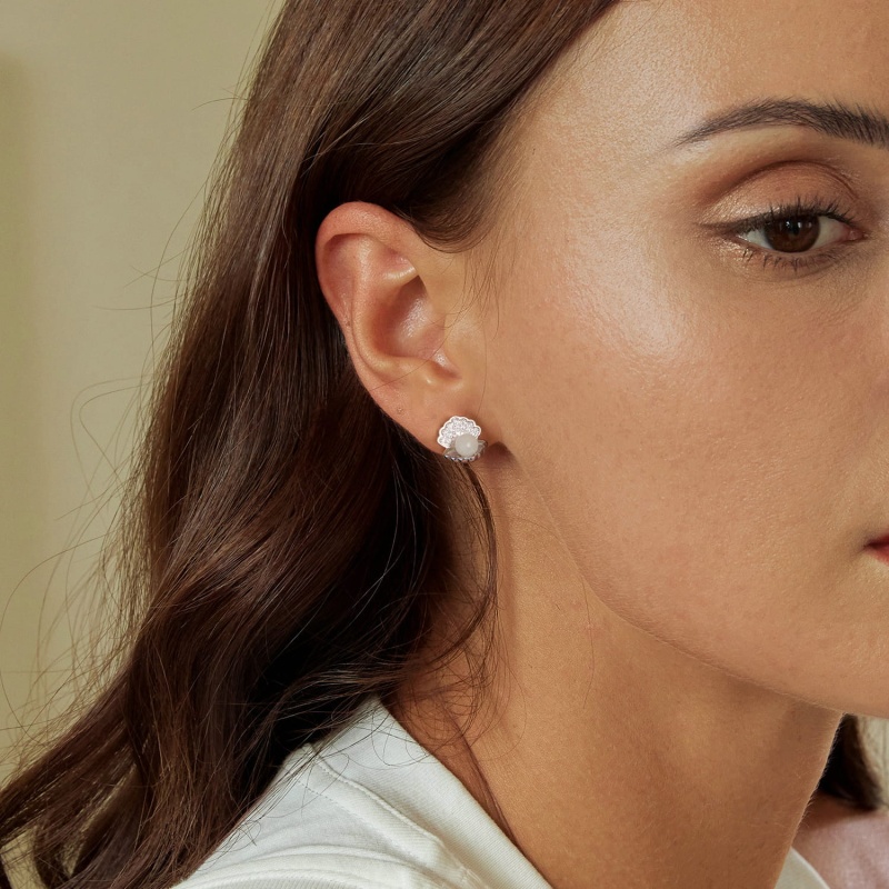 Kolczyki ze srebra świecące w ciemności - Perły w muszli