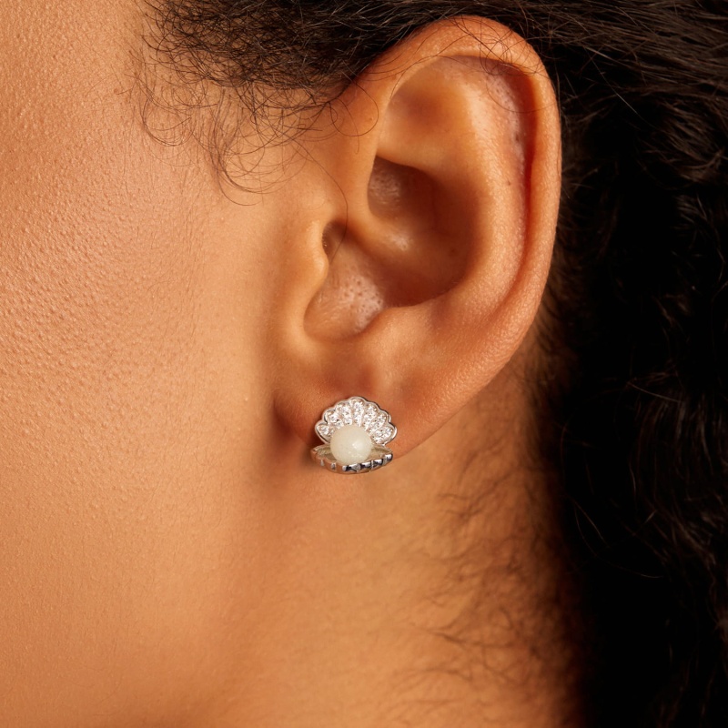 Kolczyki ze srebra świecące w ciemności - Perły w muszli