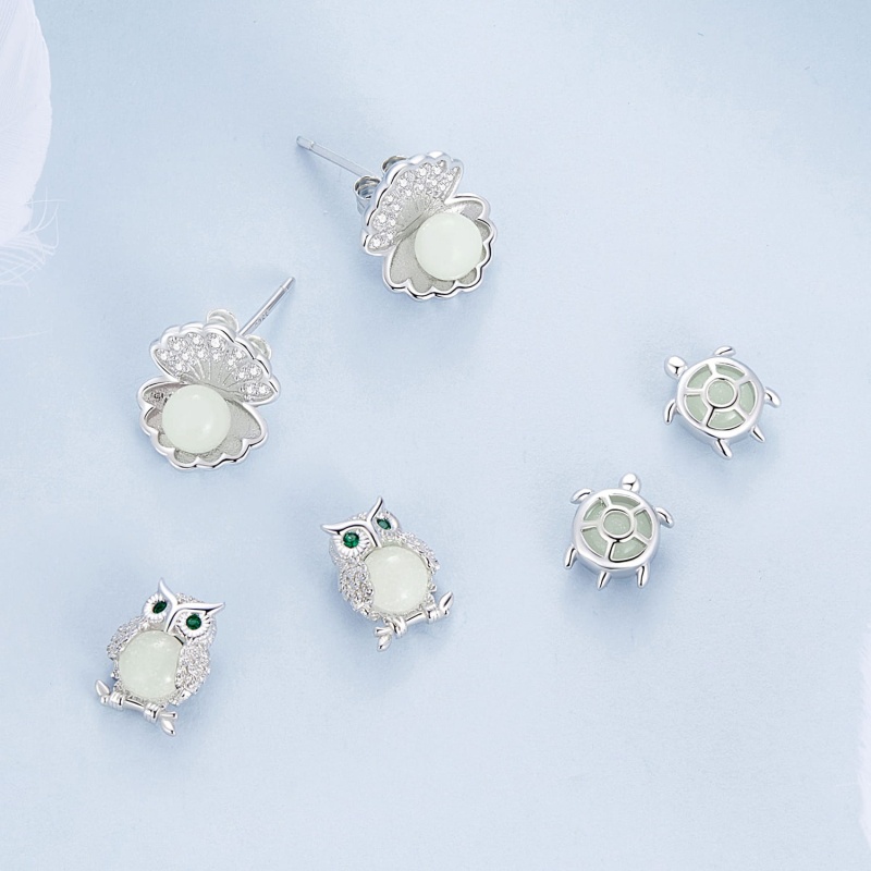 Kolczyki ze srebra świecące w ciemności - Perły w muszli