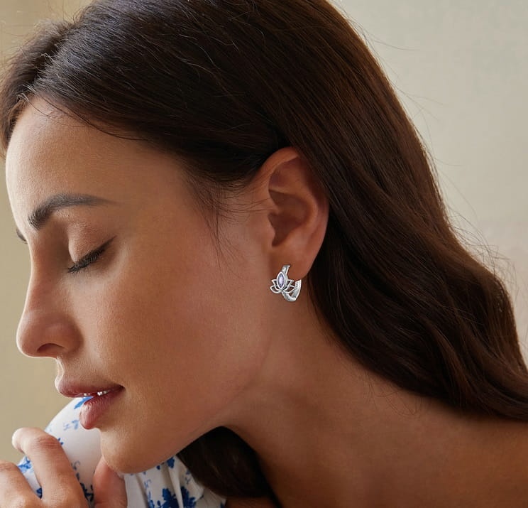 Kolczyki ze srebra - Lotos