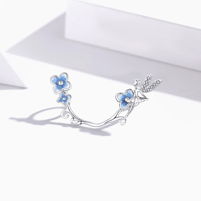 Zawieszka charms ze srebra - Wróżka i fiołki