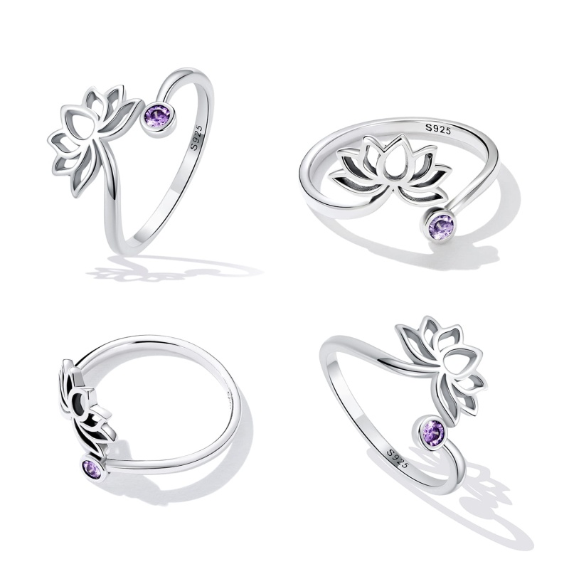 Pierścionek regulowany ze srebra - Lotos