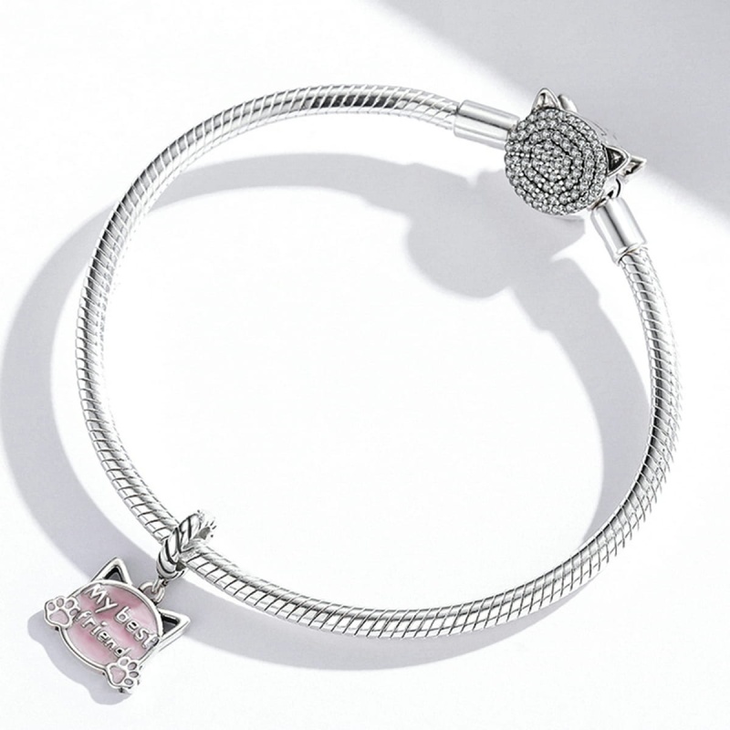 Zawieszka charms ze srebra - Najlepszy przyjaciel kot