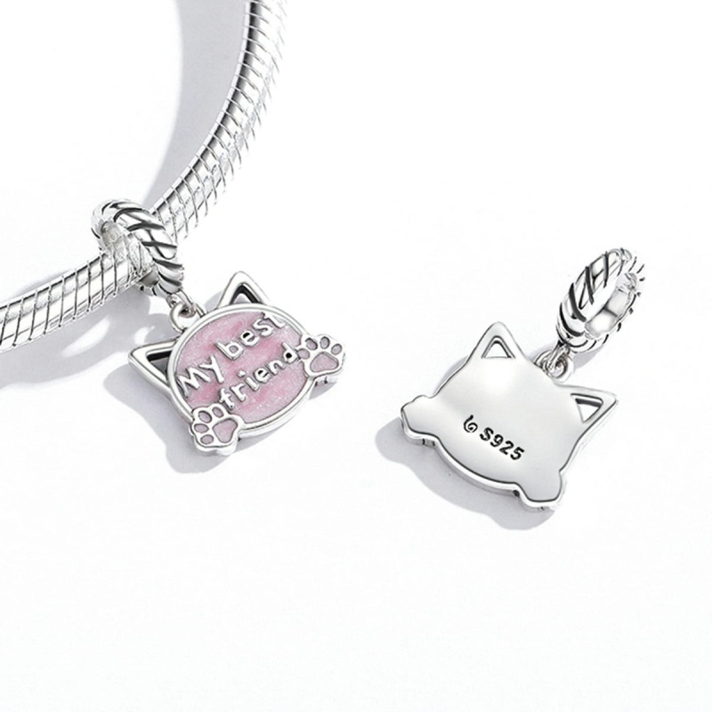 Zawieszka charms ze srebra - Najlepszy przyjaciel kot