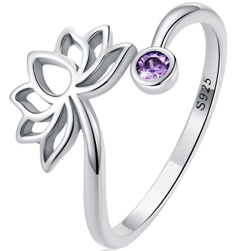 Pierścionek regulowany ze srebra - Lotos