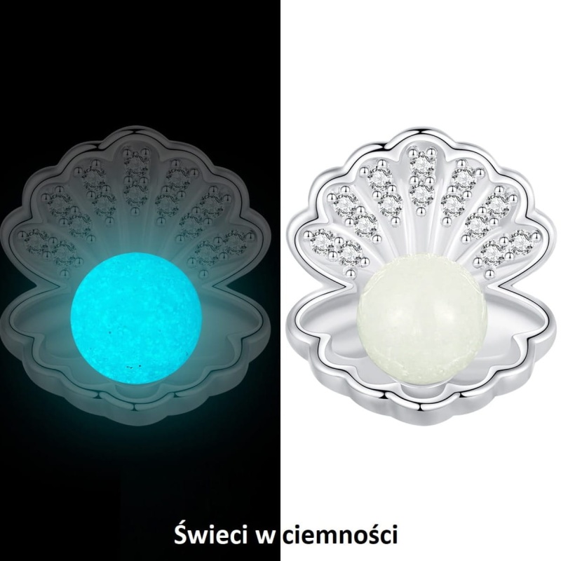 Kolczyki ze srebra świecące w ciemności - Perły w muszli