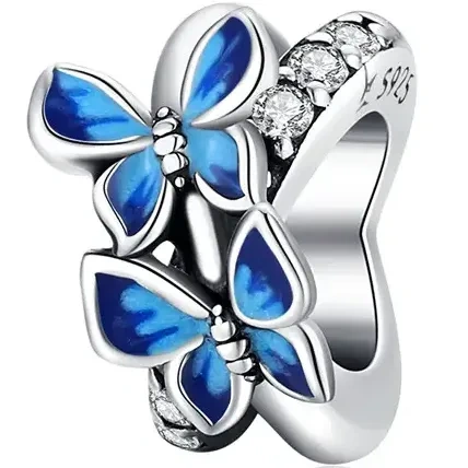 Zawieszka charms ze srebra -  Małe błękitne motyle