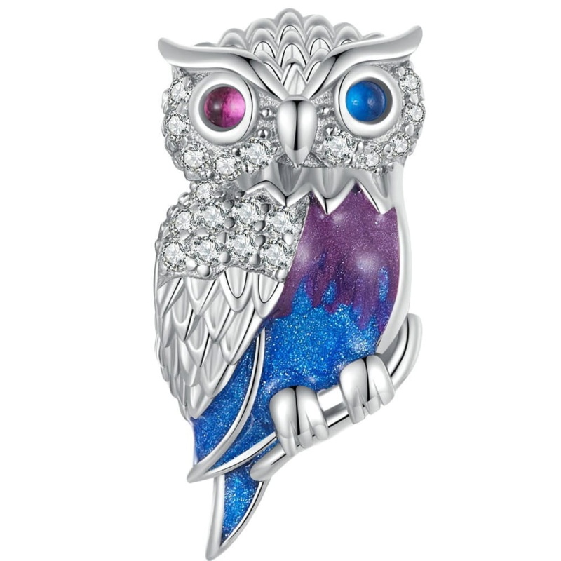 Zawieszka charms ze srebra - Kolorowa sowa