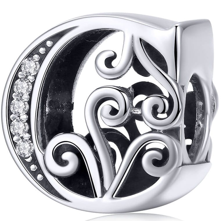 Zawieszka charms ze srebra - Litera C