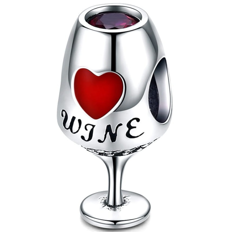 Zawieszka charms ze srebra - Kocham wino