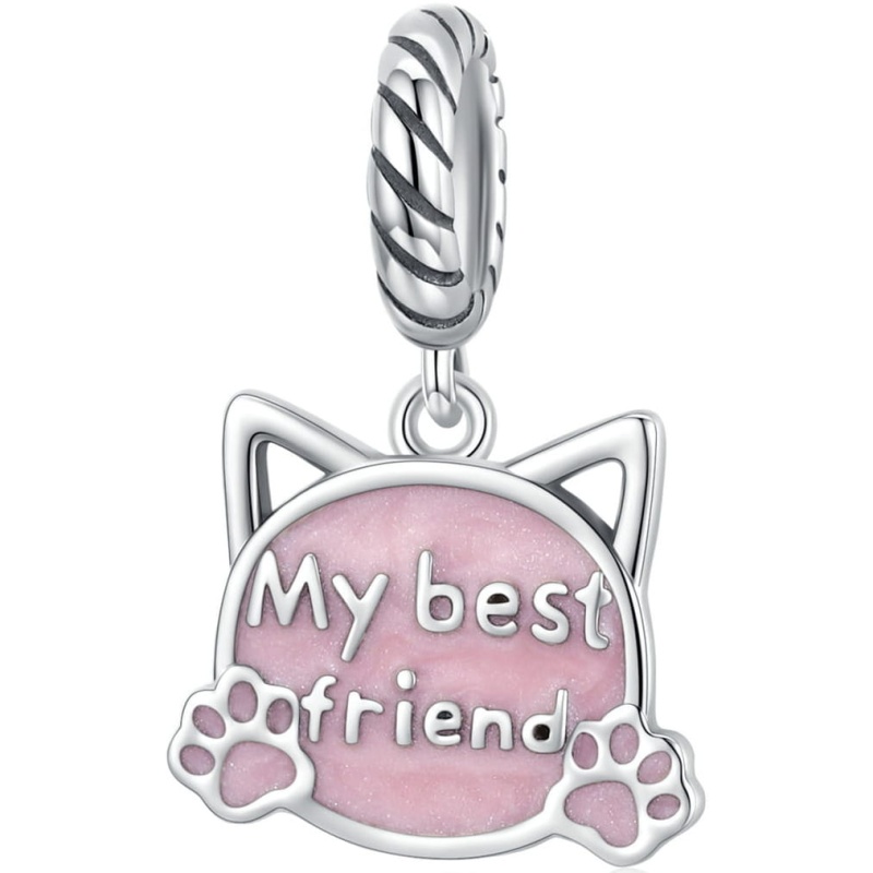 Zawieszka charms ze srebra - Najlepszy przyjaciel kot
