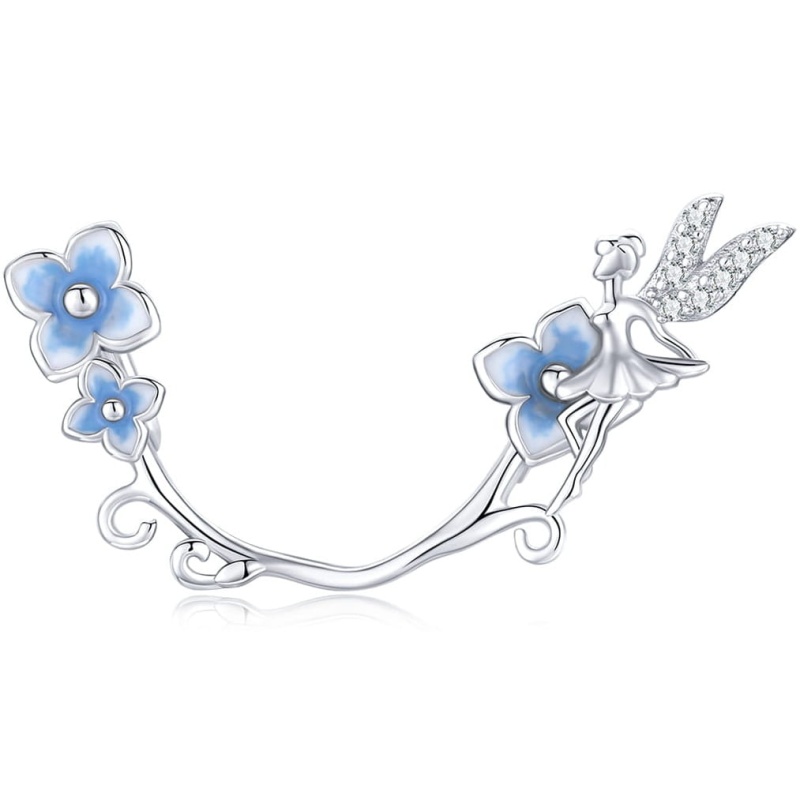 Zawieszka charms ze srebra - Wróżka i fiołki