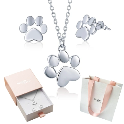 Prezent marzeń - komplet biżuterii ze srebra - Łapka srebro 925