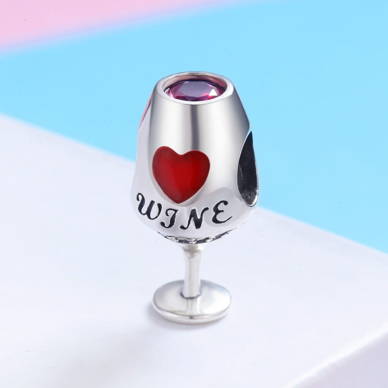Zawieszka charms ze srebra - Kocham wino
