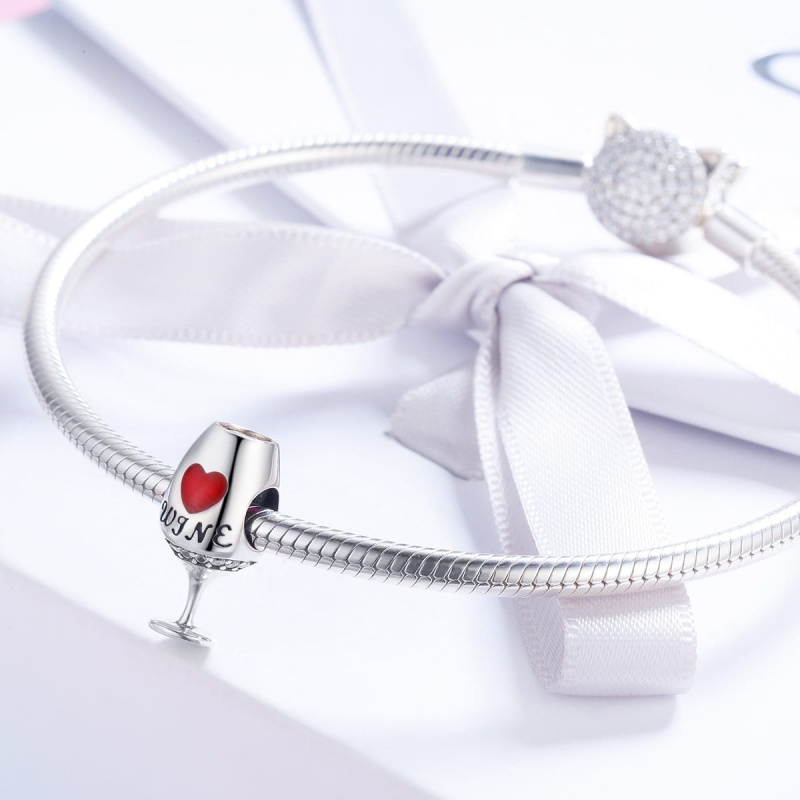 Zawieszka charms ze srebra - Kocham wino