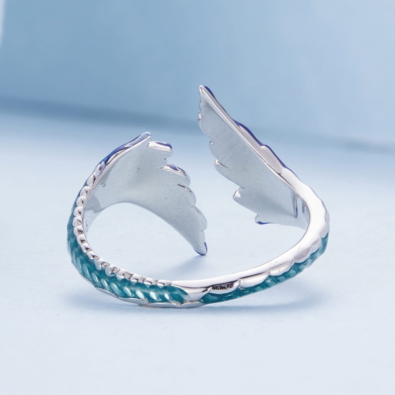 Pierścionek regulowany ze srebra - Niebieskie skrzydła