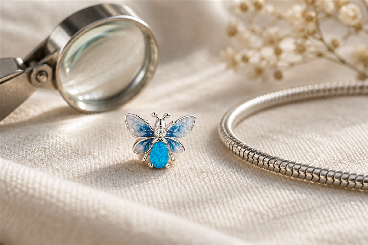 Srebrny charms Niebieski motyl z oferty Silver Lovers na jasnym tle